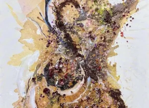 A painting of an abstract musical note