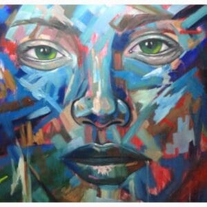 Colorful abstract portrait of a face.